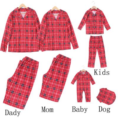 China 2021 New Design Breathable Plus Size Red And Black Plaid Comfortable Family Long Home Christmas Sets Pajamas for sale