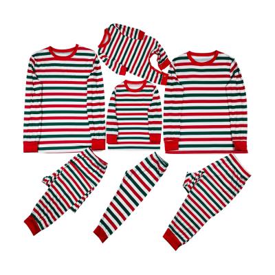 China Fashion Family Christmas Long Sleeve Breathable Warm Cotton Matching Pajamas Sets For 2021 Years Stripe for sale