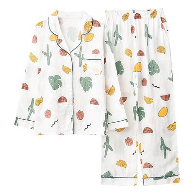 China QUICK DRY Custom Print Design Pattern Fruit Two Pieces Pajamas Set Modal Long Sleeve Pajamas Two Sleep Wear 2021 For Women for sale