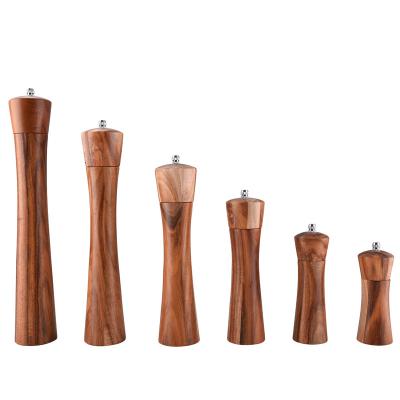 China Viable Salt and Pepper Grinders Set, 8 Inch Acacia Wooden Salt and Pepper Mills Shakers Kit Ceramic Rotor with Strong Adjustable Coarse for sale