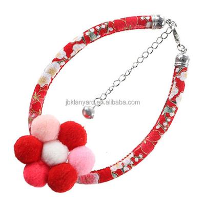 China Light up Japanese Amazon Style Cotton Fabric Dog Cat Collar With Adjustable Waist Cute Low Flowers Lovely for sale