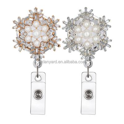 China Custom Colored Rhinestone Retractable Rhinestone Yo-Yo Badge Reel Holder ID Card Badge Holder For Lanyard Id Card Holder for sale