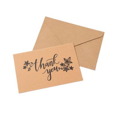 China Durable Custom With Logo Kraft Paper Card Thank You Cards With Small Business Envelope for sale