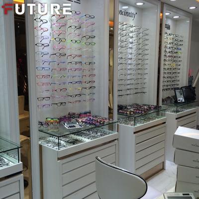 China Optical Shop Free Design Customized Luxury Optical Glass Eye Display Show Showcase Counter Cabinet for sale