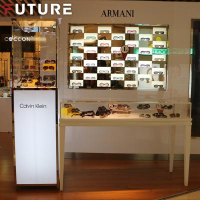 China Luxury Custom Wholesale Custom Piece LED Cabinet Optical LED Showcase Eyeglass Sight Stainless Steel Shop Light Spotlight for sale