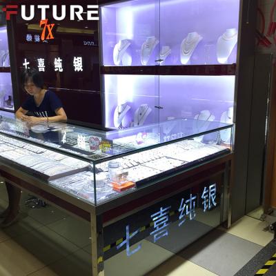 China Custom Modern Optical Store Jewelery Shop Counter Design Jewelry Shop Silver Jewelry Display Cabinet for sale