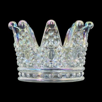 China Luxury Wholesale Cigarette Ashtray Crown Shape High Quality Round Glass Ashtray for sale