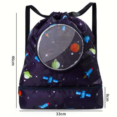 China 2022 Fashion Trend Summer Equipment Storage Bag Drawstring Chic Cartoon Beach Swimming Dry Wet Bag For Kids for sale