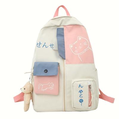 China 2022 Hot-selling Anti-theft Cat Backpack For Students Cute Large-capacity Japanese Bear Hanging Multifunctional Canvas for sale