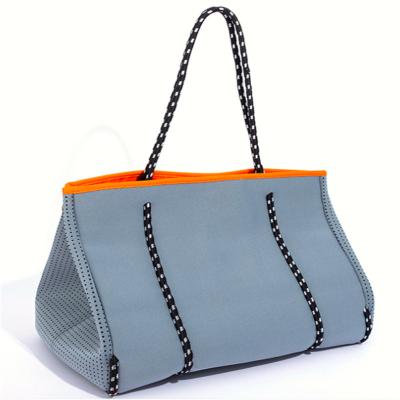 China Fashion Popular Travel Perforated Neoprene Tote Shoulder Breathable Beach Bag Purse Sets For Outdoor Activities for sale