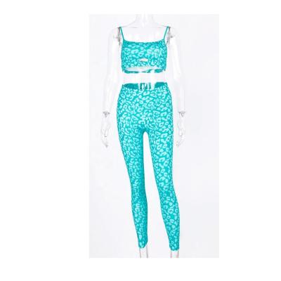 China Breathable Women High Waist Leopard Workout Running Yoga Set for sale