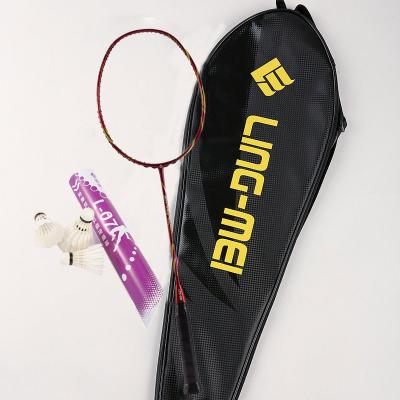 China Durable Type 4u Carbon Graphite Graphite Badminton 30LBS Racket Lingmei High Intensity Dark Red Nano H99 Brand for sale