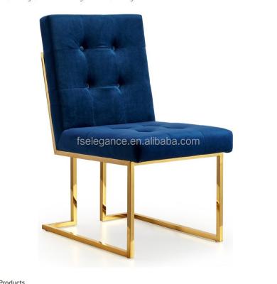 China Jonathan Adler Designer Gold (Other) Style Stainless Steel Adjustable French Blue Velvet Brass Dining Goldfinger Chair for sale