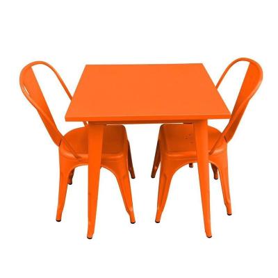 China 2019 hot sale (height) adjustable dining room furniture cheap restaurant used industrial metal dining table and chair set for sale