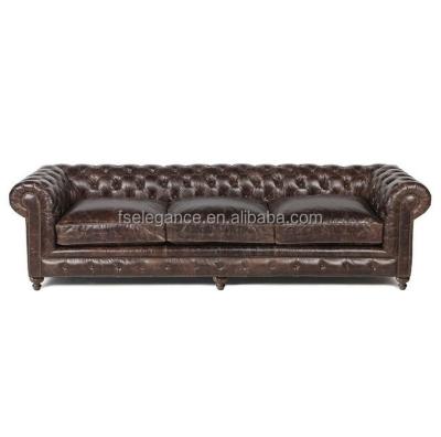 China Traditional Cheap Genuine Distressed Sofa Recliner Lash European Style Leather Vintage Sofa for sale