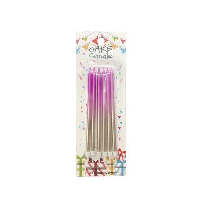 China Birthdays Pack of 6 Gradient Birthday Candles with Long Low Cake Topper Candles for Birthday Wedding Party Decorations for sale