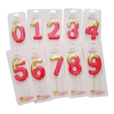 China Birthday Candle Party Celebration Customized 6.8cm Semi-Gold-Plated Red Candle Birthday Party Decoration Candle for sale