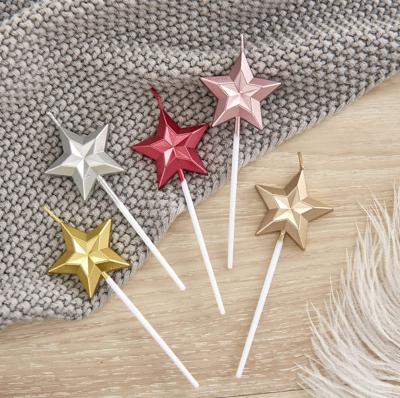 China 3d Design, Creative Fun Long Wedding Birthday Party Supplies, Cake Candle Star Shaped Metal Star Shaped Metal Birthday Wedding Party Multicolor Christmas Birthday Decoration for sale