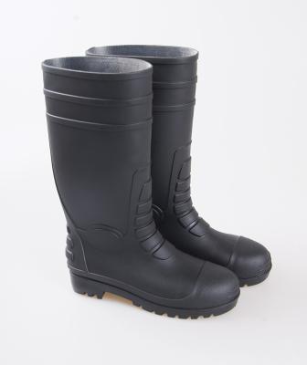 China New Outdoor Activity Safety Dark Black Rubber Boots Work Rain Boots Safety Boots for sale