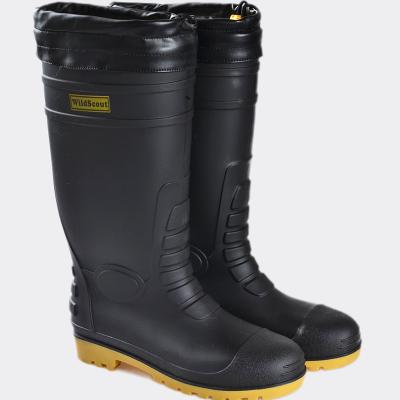 China Manufacturer Winter Safety Men Steel Toe Rubber Rain Warm Rubber Boots for sale