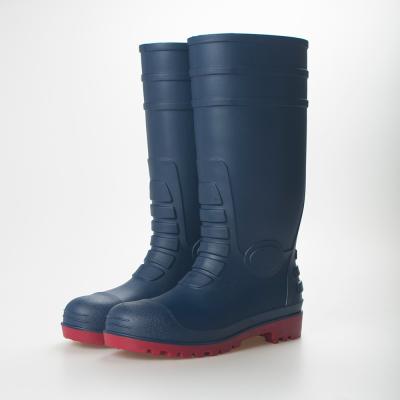 China Steel Toe 100% Water Proof Jelly Rain Boots PVC Knee High Rubber Boots With Mid Steel Sole For Men for sale