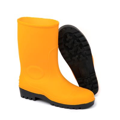 China Yellow Safety Gumboots Man Steel Toe Flat Unisex Water Rain Boots for sale