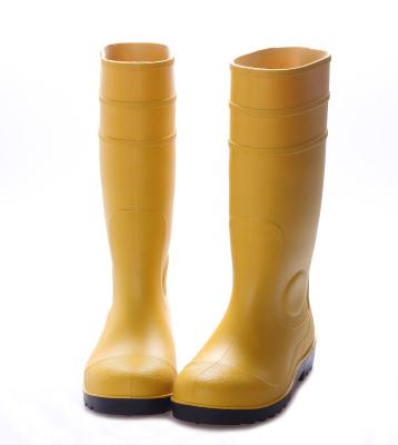 China Safety Steel Yellow Rubber Boots Knee Toe High Unisex Water Rain Boots for sale