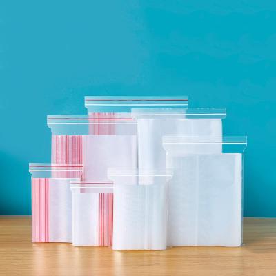 China Custom BIODEGRADABLE Zip Lock Self Seal Zip Lock PE Plastic Clear Slider Freezer Bag Food Storage Ziplock Bag for sale