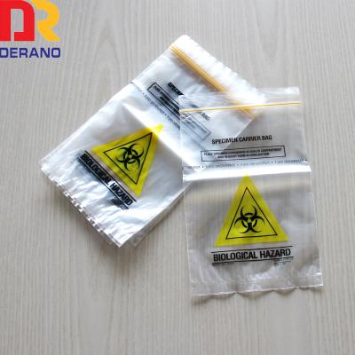 China Specimen Bag Derano Recyclable Plastic 3/4 Layers With Document Pouch Yellow Print Kangaroo Pouch Ziplock Bags for sale