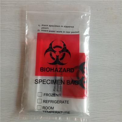 China Custom Printed Safety LDPE Lab Use Ziplock Ziplock Bag Ziplock Transport Kangaroo Bag Handle Seal Specimen Bag for sale