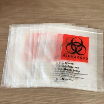 China Custom Printed Biohazard Carrying Kangaroo Bag Medical LDPE Safety Bag Specimen Reclosable Ziplock Zipper Bag Custom Printed for sale