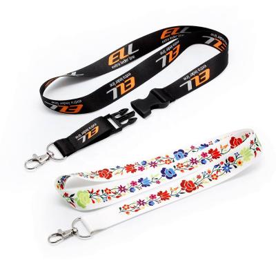 China 100% Polyester Eco-friendly Sublimation Neck Strap Design Badge Reel Lanyards for sale