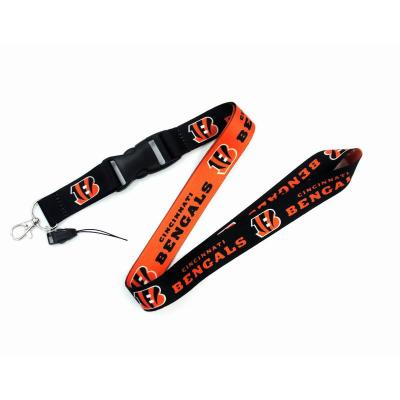 China Fashiontable Good Quality Creative Designer Nfl Lanyard Break Away Key Chain Football Team Lengthened Reversible Wrist Band for sale