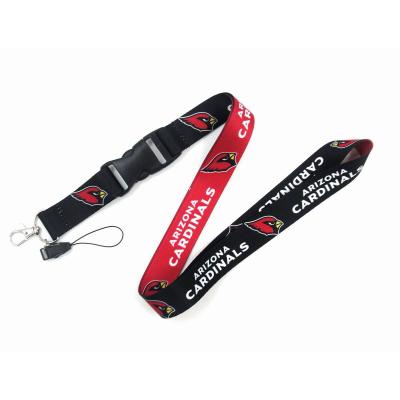 China Fashiontable Hot Sale Wholesale Luxury Mobile Silk Copy Carabiner Wristband Nfl Football Team Lanyard Band Lanyard Key Chain for sale