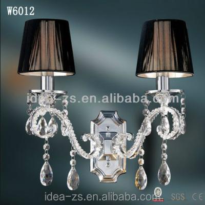 China EUROPEAN Vintage Crystal Wall Candle Light Wall Sconce With Fabric Shade for sale