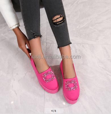 China Stylish and comfortable flat platform shoes with woven soles and simple square buckle shoes for sale