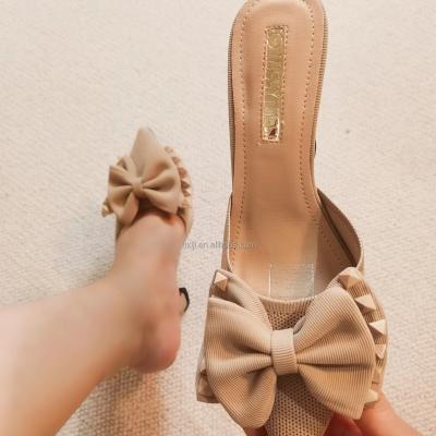 China Fashion Trend Women's Roman Thick Heel Sandals High Heel New Casual Knit Bow Women's Shoes for sale