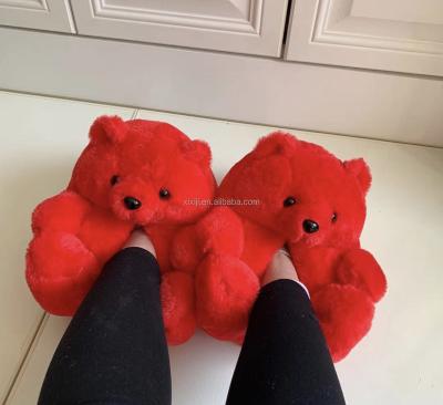 China 2023 New Trend Big Bear Cartoon Animal Indoor Plush Brown Bear Shoes Home Floor Cotton Warming Slippers for sale