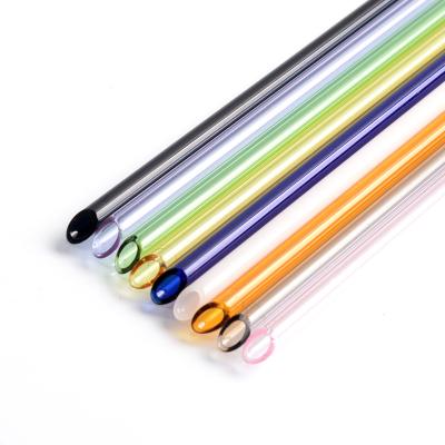 China Environmentally Friendly And Heat Resistant Color Sustainable High Borosilicate Boba Milk Tea Pointed Glass Straw for sale