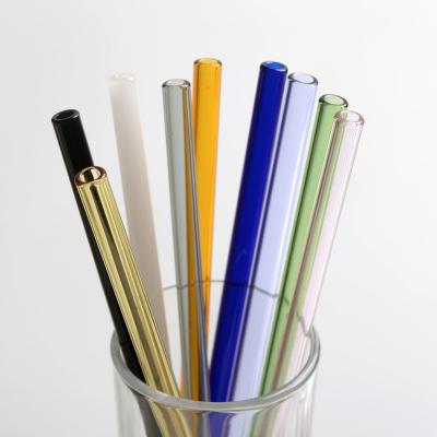 China 0.8*23cm High Viable Borosilicate Colored Straw Milk Beverage Milk Glass Cup Straw Long Straight Straw for sale