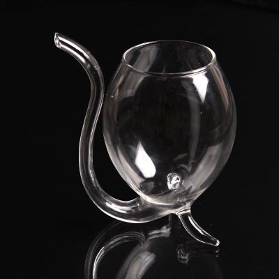 China Handblown Borosilicate Vampire Sipper Wine Glass Cup for sale