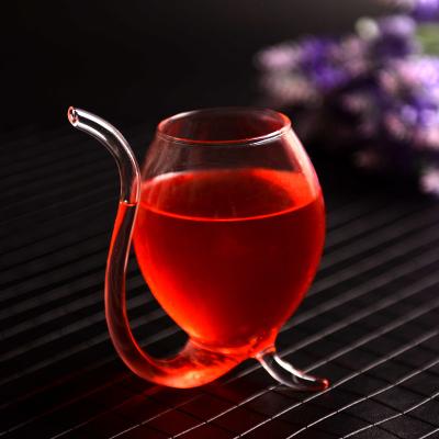 China Heat Resistant Wine Glass Vampires Juice Glass Cup with Drinking Tube Straw for Water, Juice, Cocktails, Beer for sale