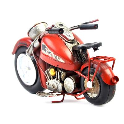 China Handmade Europe Red Color With Photo Frame And Clock Decor Vintage Metal Motorcycle Diecast Motorcycle Model for sale