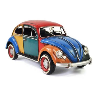 China Europe Home Decoration Vintage Metal Car Model Antique Metal Crafts Colorful Handmade Painting Decorative for sale