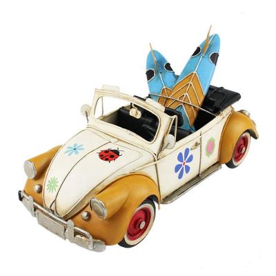 China Wholesale Decoration Accessories Home Metal Europe Vintage Iron Car Antique Model With Skateboard 2 Colors for sale