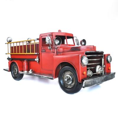 China Europe 81CM Big Size Vintage Fire Truck Flower Pots Retro Style Rustic Garden Home Office Decor Ornament for sale