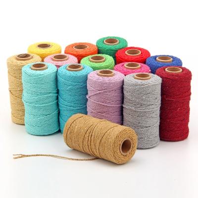 China Wholesale Viable Colorful Decorative Handmade Braided 2mm Twisted Rope 100yards/roll DIY Wall Hanging Rope Cotton Macrame Rope for sale