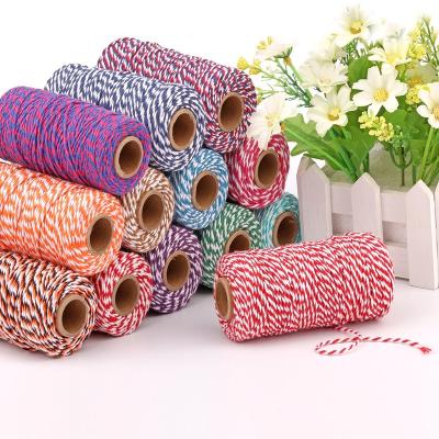 China Wholesale 2mm Cotton Viable Multicolor Twisted Rope For Macrame Rope Twine 100yards/roll for sale