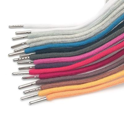 China Wholesale Hoodie Braided Cord Tenacity Top Various Colors Available Round Pure Cotton Cord With Metal Tips Finish for sale