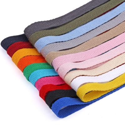 China Thin Elastic Herringbone Pattern 10mm Cotton Binding Band Cotton Twill Webbing For Clothing for sale